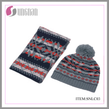 Ensemble d&#39;écharpe et de chapeau en jacquard en acrylique pour enfants en hiver de 2015 Winter Fashion